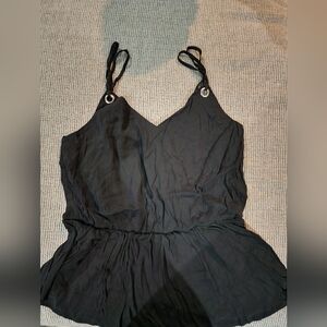Black Sleeveless Top with Straps NEW W/O TAGS. #Blackpeplum Dressy Top.